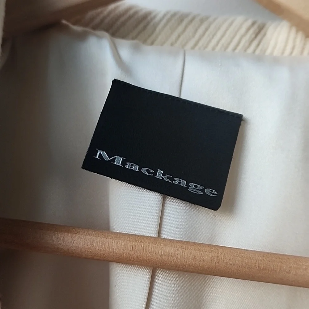Mackage Wool Blend Real Leather Trim Stunning Trench Style Belted Coat - Picture 2 of 14